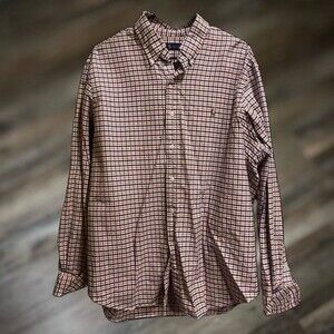 Ralph Lauren Men's Long Sleeve Plaid XL Button Down Orange/Blue Shirt - Cotton